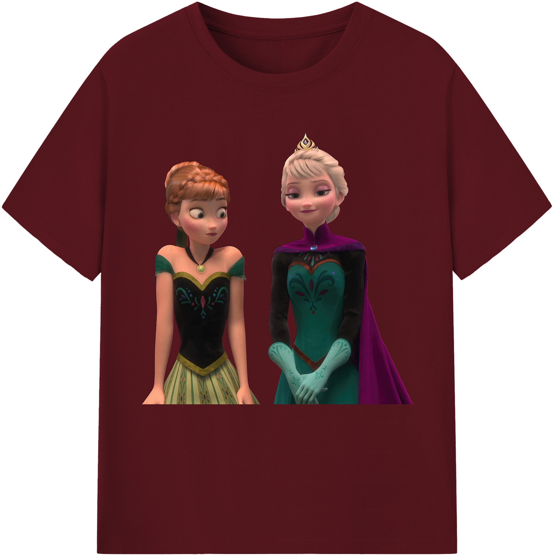 （画像用） アナと雪の女王 アンナ エルサ Frozen Anna Elsa 綿100％半袖Tシャツ（フロントプリント）